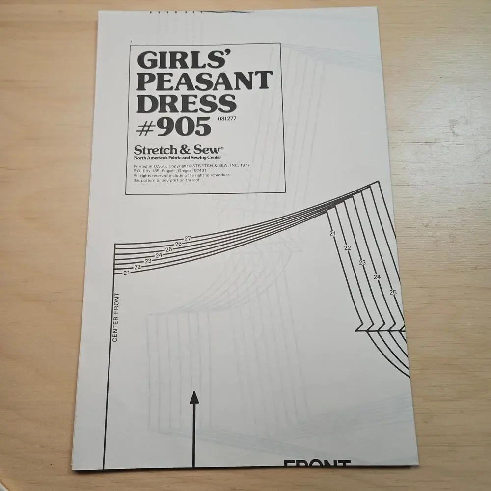 1979 Vintage 905 Girl's Peasant Dress & Blouse Stretch and Sew Chest Size 21-27